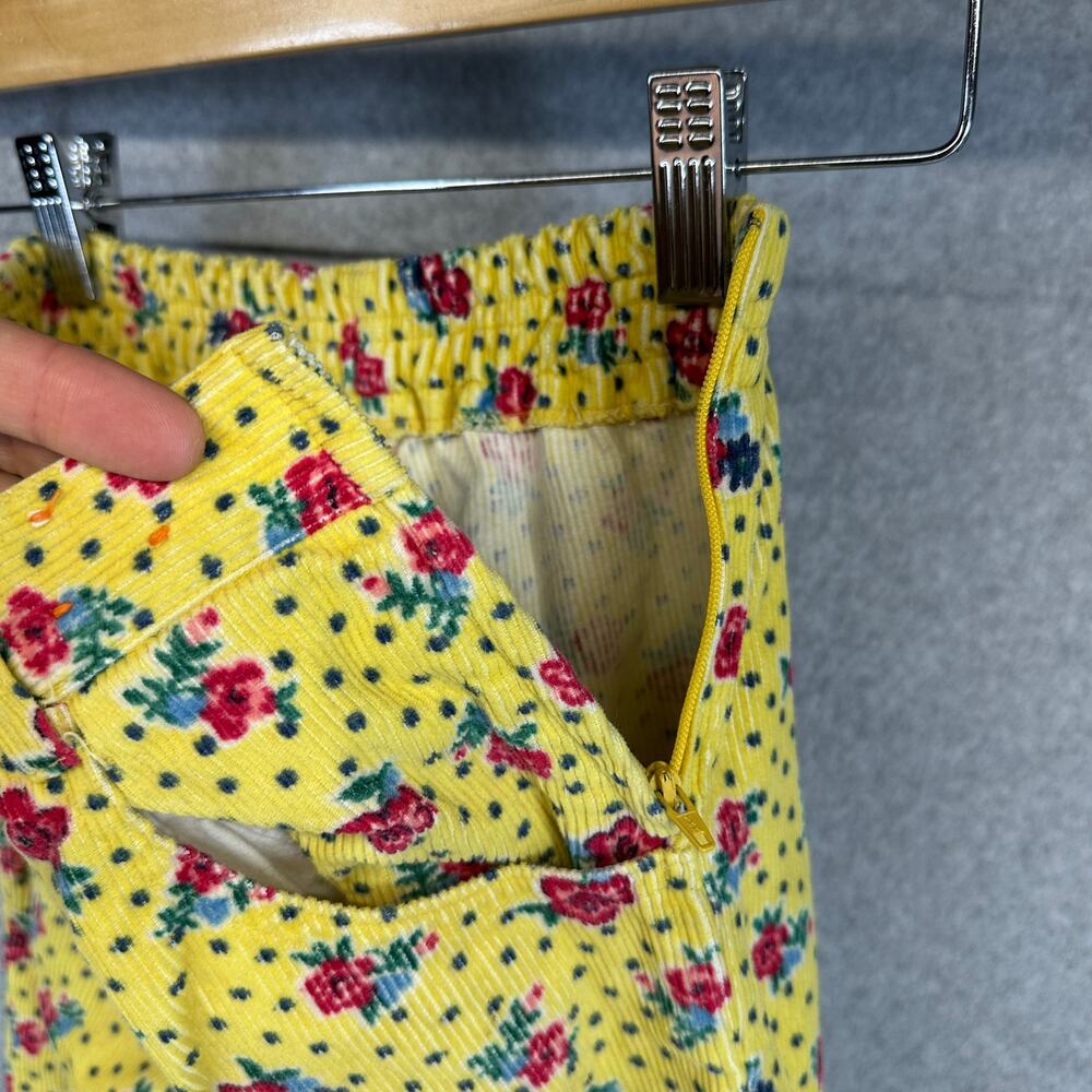 United Colors of Benetton Pants Girls Size 32 6 Yellow Floral Corduroy Side Zip - Picture 4 of 13